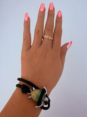 Sea Turtle Wrap Bracelet - Black Rope